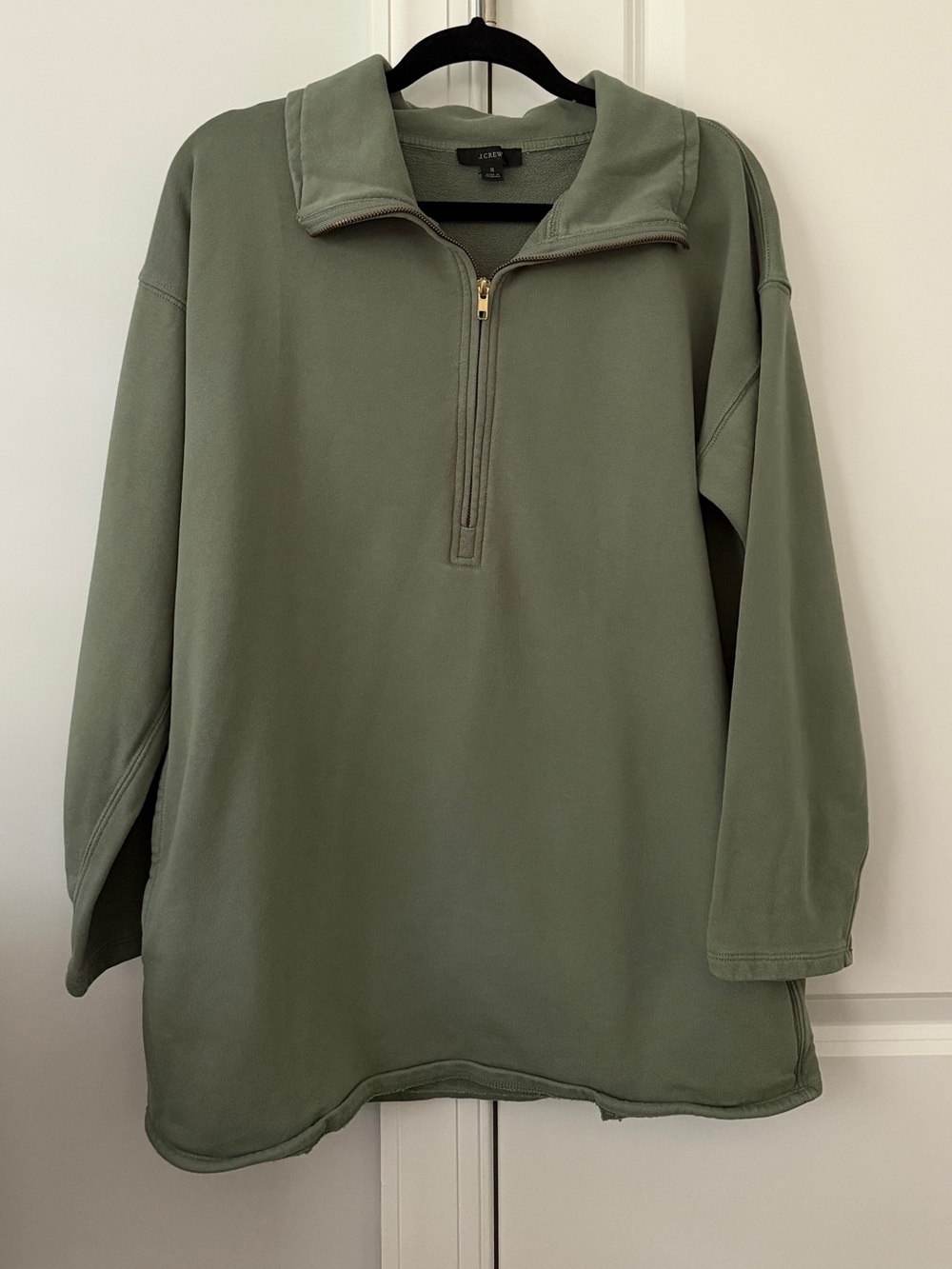 J Crew Women’s Olive Green Quarter-Zip and Sweat Pants Set